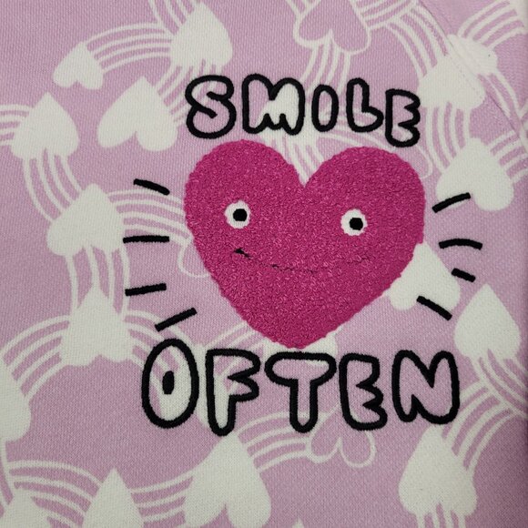 Spotted Zebra Girls Hooded Sweatshirt Dress Smile Often Stitched Purple Size XL - Picture 4 of 12